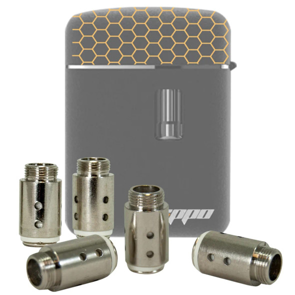 "5-pack of 0.6 ohm Ripper 1.0 (aka Rippo) Replacement Coils, suitable for maintaining your vaporizer's performance."