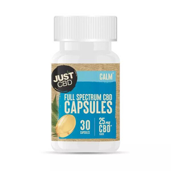 Just Full Spectrum Soft Gel 30ct Capsules 25mg - High-quality packaging showcasing the sleek design and premium branding. Each bottle contains 30 easy-to-swallow soft gel capsules, providing a potent dose of 25mg full spectrum CBD per capsule for enhanced wellness