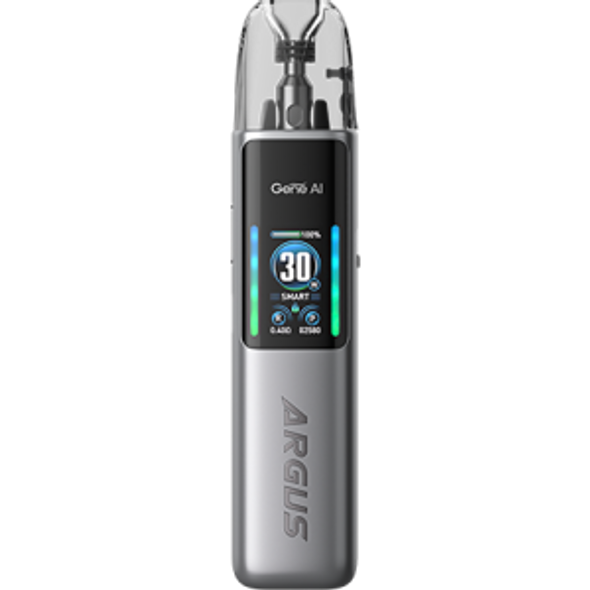 Argus G2 with Top Fill Cartridge: The Argus G2 device paired with the top-fill cartridge, illustrating the 3ml capacity and easy filling system for convenient e-liquid management.