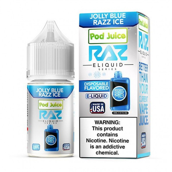 This image displays a lineup of Raz x Pod Juice T.F.N. Salt E-Liquid bottles, each representing a different flavor from the collection. The image emphasizes the variety of flavors available, including Blue Razz Cotton Clouds, Jewel Spearmint, Jolly Watermelon, and more. The colorful and attractive packaging design helps convey the unique taste experience each flavor offers, appealing to a wide range of preferences.