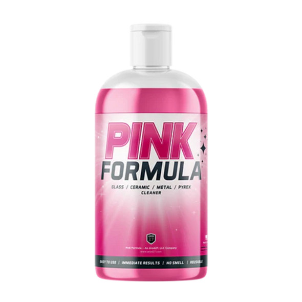 "Pink Formula Original Cleaner in use – a bottle of the industry-leading glass bong cleaner with no-soak, no-scrub formula. Perfect for keeping your glassware spotless."