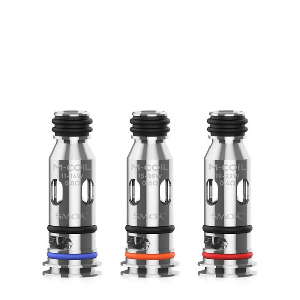 "Close-up of SMOK M Replacement Coils for Tech247 Pod, featuring advanced mesh heating elements for enhanced flavor and vapor production, available in 0.4ohm, 0.6ohm, and 0.8ohm resistances. Easy press-to-fit installation for hassle-free coil replacement."