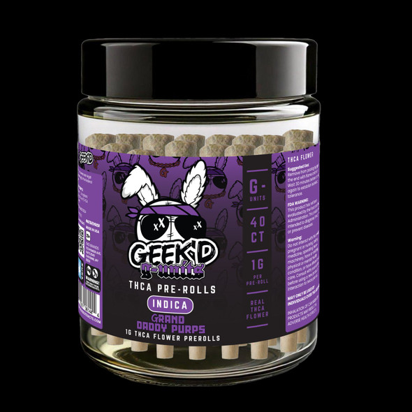 GEEK'D G-Units THCA Pre Rolls 1G GRAND DADDY Purple
