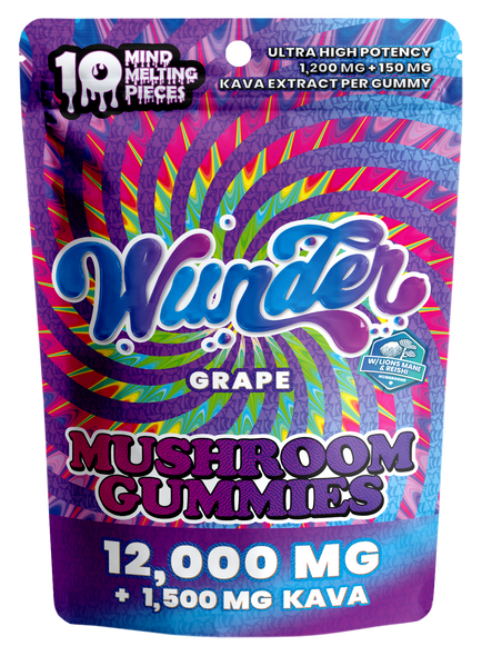 Wunder Kava Gummies with Functional Mushroom 1200MG Nootropic Blend Fornt Bar