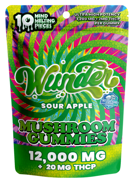 Wunder THCP Gummies with Functional Mushroom 1200MG Nootropic Blend Front Bag