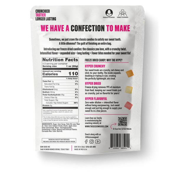 Sow Good Freeze Dried Candy Mini Bursts Back