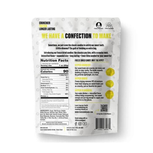 Sow Good Freeze Dried Candy Lemon Puffs Back