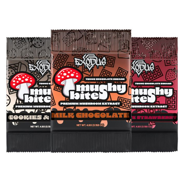 Exodus Mushy Bites Mushroom Chocolate Squares 750MG