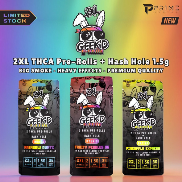 Geek'd 2XL G-Units THCA Pre Rolls 3.6G Main