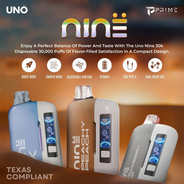 UNO Nine 30K Vape Texas Compliant Features