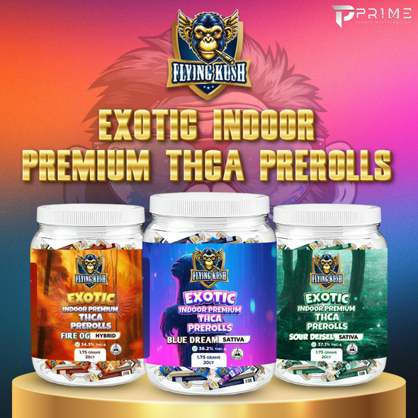 Flying Kush Exotic Indoor Premium THCA Pre Rolls 1.75G Features