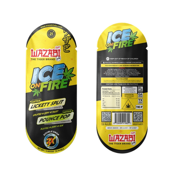 WAZABI Exotics Ice On Fire TCHP Pre Rolls Liquid Diamond 4G Lickety Split / Pounce Pop