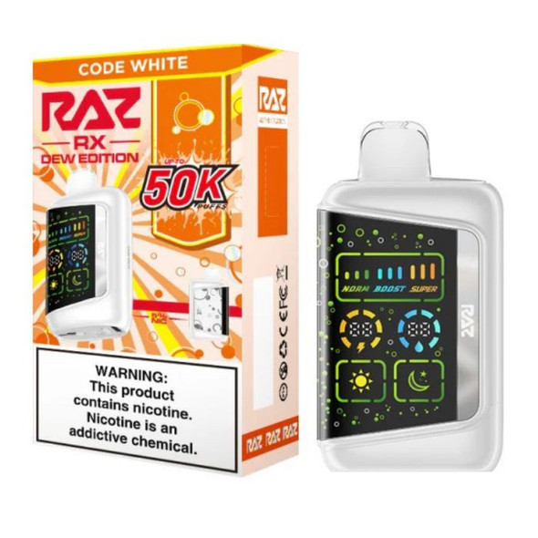 RAZ RX50K Dew Edition Disposable Vape Texas Compliant Code White