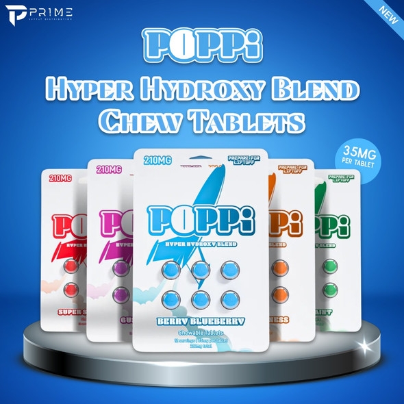 Poppi Hyper Hydroxy Blend Chew Tablets 35MG Main Strains