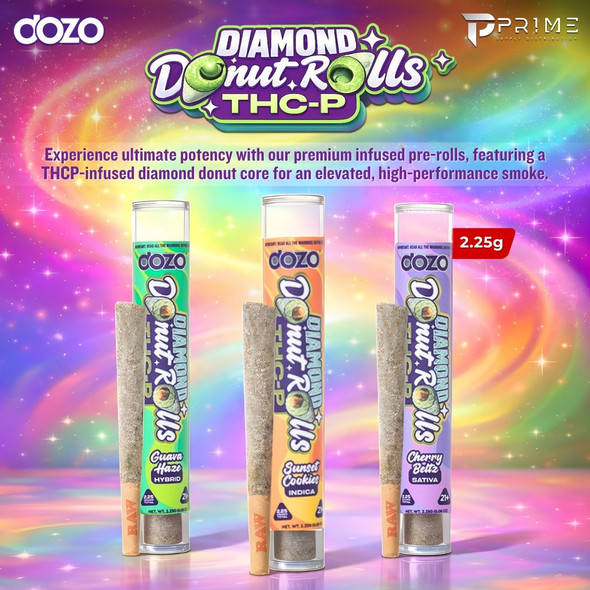Dozo Diamond Donut THCP Pre Rolls 2.25G main flavors