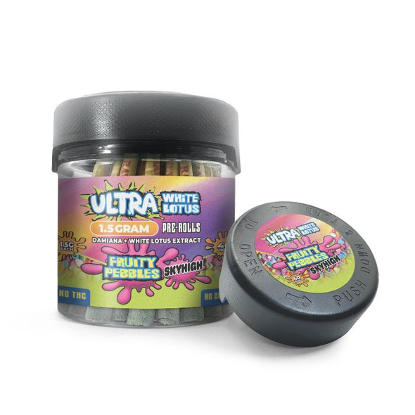 Ultra White Lotus Pre Rolls Jar 1.5G Fruity Pebbles / Skyhigh