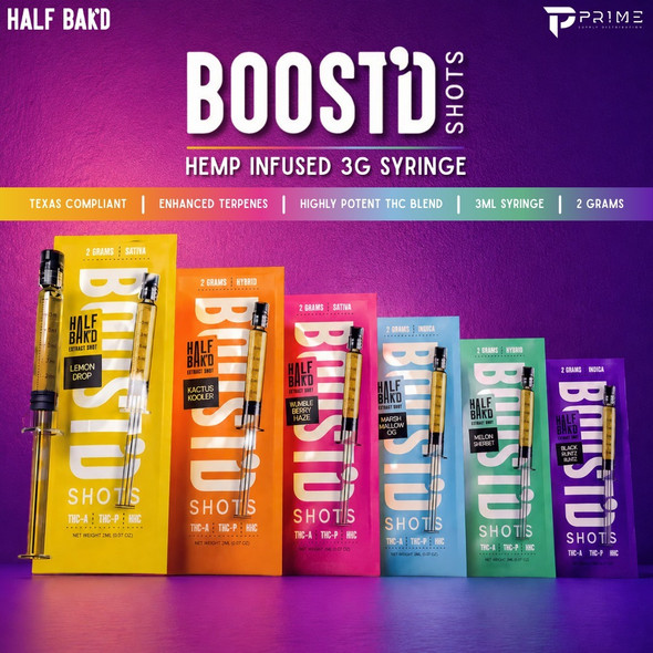 Half Bak'D Boost'D Hemp Infused Syringe 3G flavors  Features