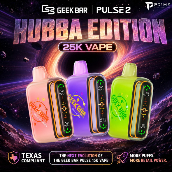 Geek Bar Pulse 2 Hubba Edition 25K Vape Texas Compliant flavors Features