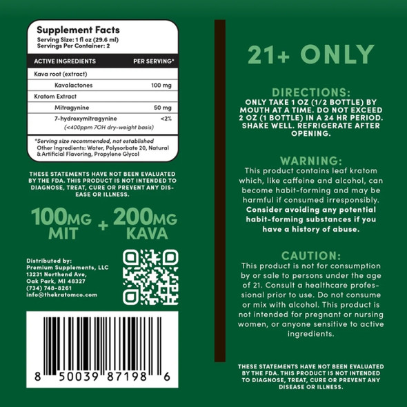 The Kratom Company Green Kava Liquid Kratom Extract back