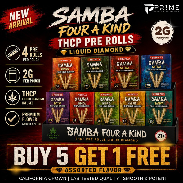 Four a Kind THCP Pre Rolls Liquid Diamond by Samba 2G