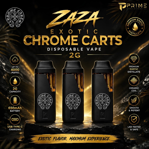 Zaza Exotic Chrome Carts Disposable Vape 2G flavors Features