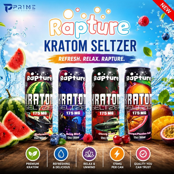 Rapture Kratom Seltzer 175MG flavors Features