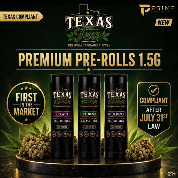 Texas Tea Premium CBG Pre Rolls Texas Compliant 1.5G Features