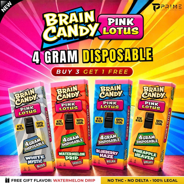 Brain Candy Pink Lotus Disposable Vape 4G Special Offer Buy 3 Get 1 Free