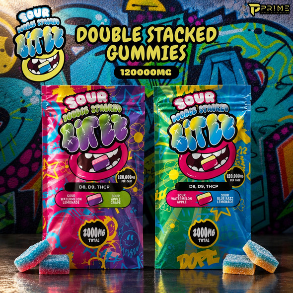 BITEZ Sour Double Stacked Gummies 120000MG Features
