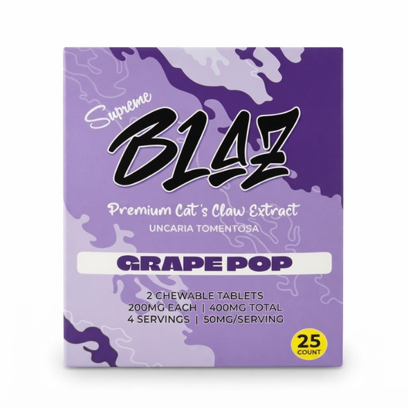 Supreme Blaz Cat Claw Tablets Chewable 400MG - Grape Pop