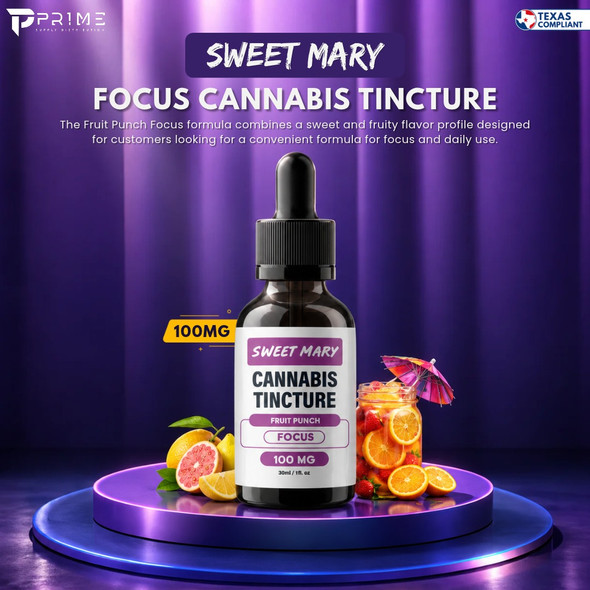 Sweet Mary Focus Cannabis Tinctures 100MG Texas Compliant Features