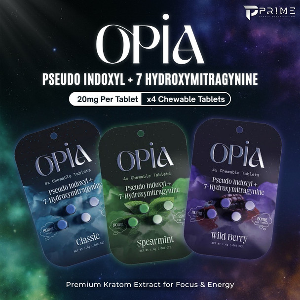 OPIA PSEUDOINDOXYL & 7 HYDROXYMITRAGYNINE 20MG CHEWABLE TABLETS 4CT 10PK