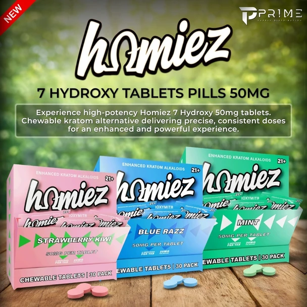 Homiez 7 Hydroxy Tablets Pills 50MG flavors Features