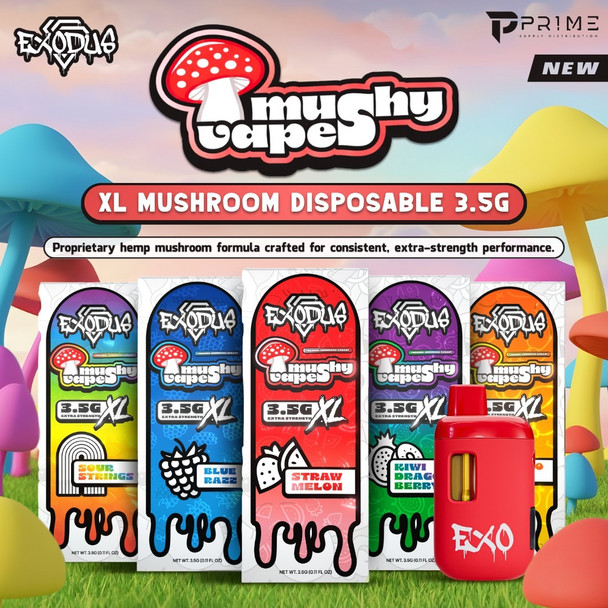 Exodus Mushy Vapes XL Mushroom Disposable 3.5G Features