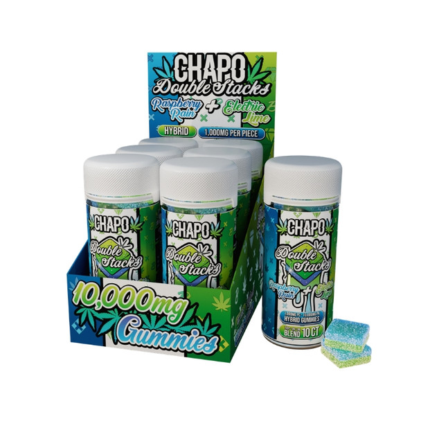 Chapo Blanco Double Stack Gummies 2000MG Raspberry Rain / Electric Lime
