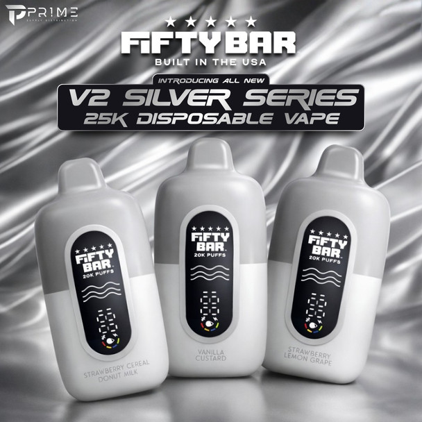 Fifty Bar V2 Silver Series 20K Vape Main Flavors
