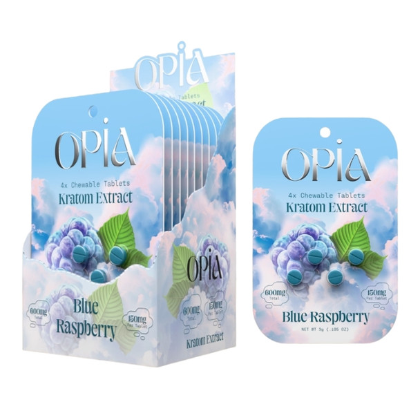 Opia Kratom Tablets Extract 600MG Blue Raspberry