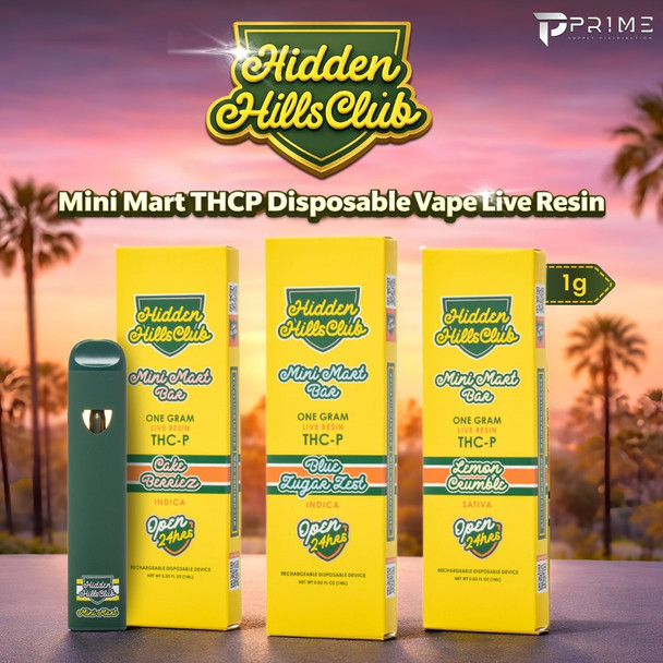 Hidden Hills Club Mini Mart THCP Disposable Vape Live Resin 1G  main Flavors