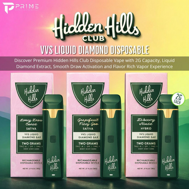 Hidden Hills Club VVS Liquid Diamond Disposable 2G main Flavors