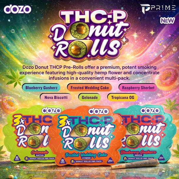 Dozo Donut THCP Pre Rolls 6G main flavors