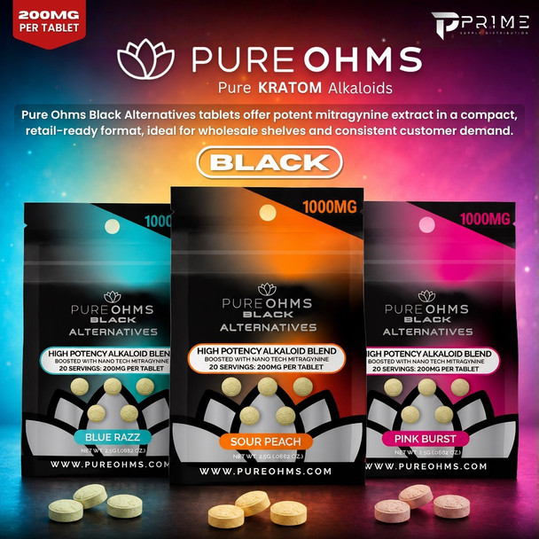 Flavors - Pure Ohms Black Alternatives Mitragynine Tablets 200MG