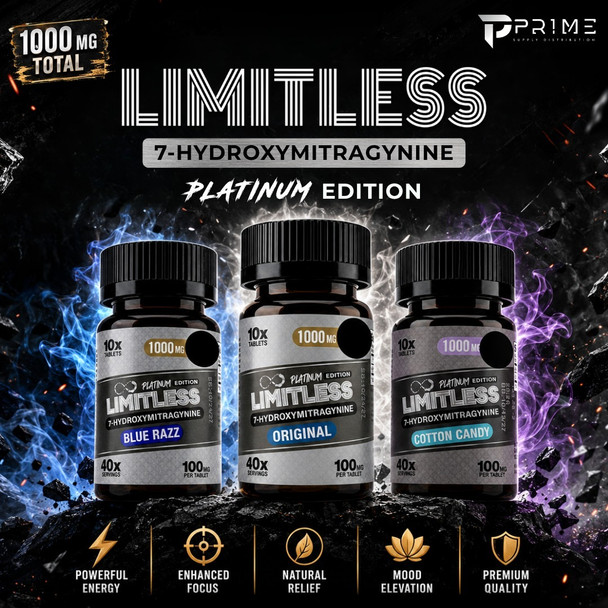 Blue Razz - Limitless Platinum Edition 7 Hydroxy Tablets 1000MG flavors Features