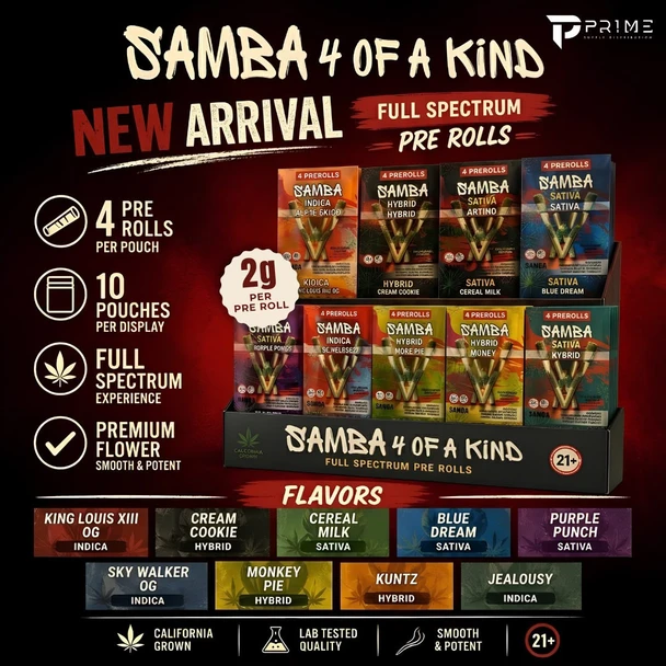 Four a Kind THCP Pre Rolls Liquid Diamond by Samba 2G