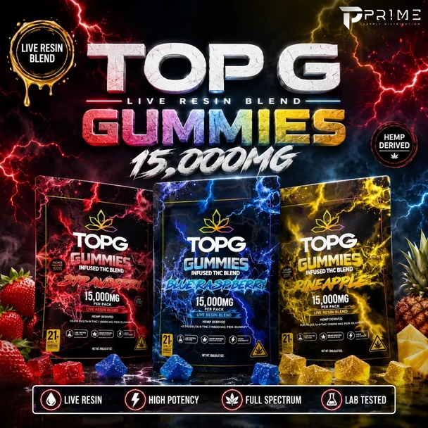 Top G Live Resin Blend Gummies 15000MG Features