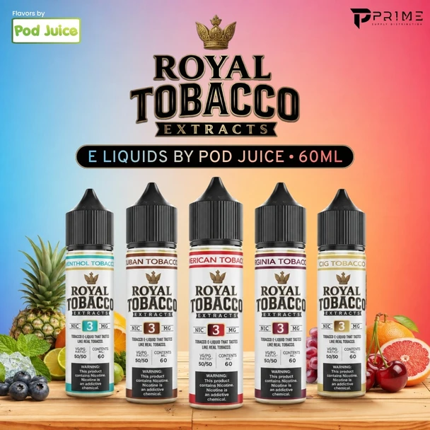 Royal Tobacco Extract E Liquids by Pod Juice flavors Features