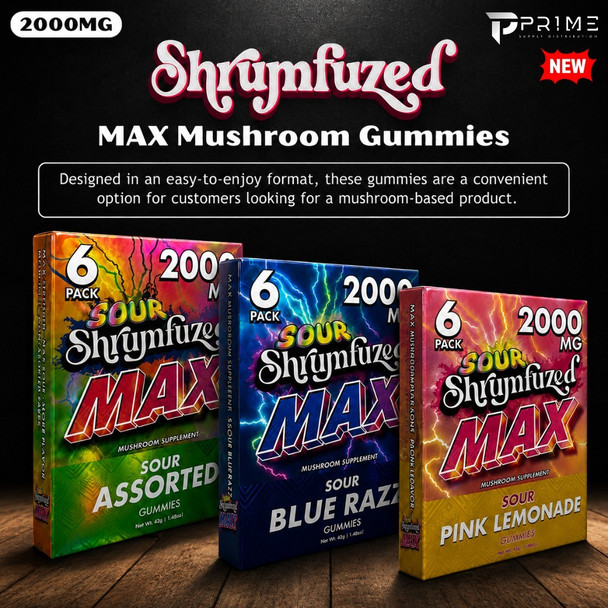 Shrumfuzed MAX Mushroom Gummies 2000MG 6 Pieces flavors Features