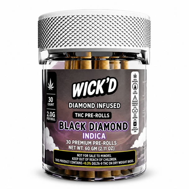 Wickd Diamond Infused THC Pre Rolls 2G Texas compliant