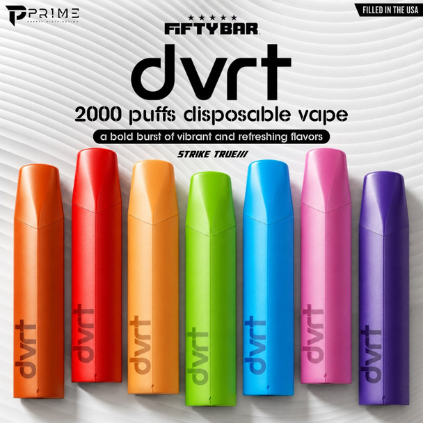Fifty Bar DVRT 2000 Puffs Vape Features