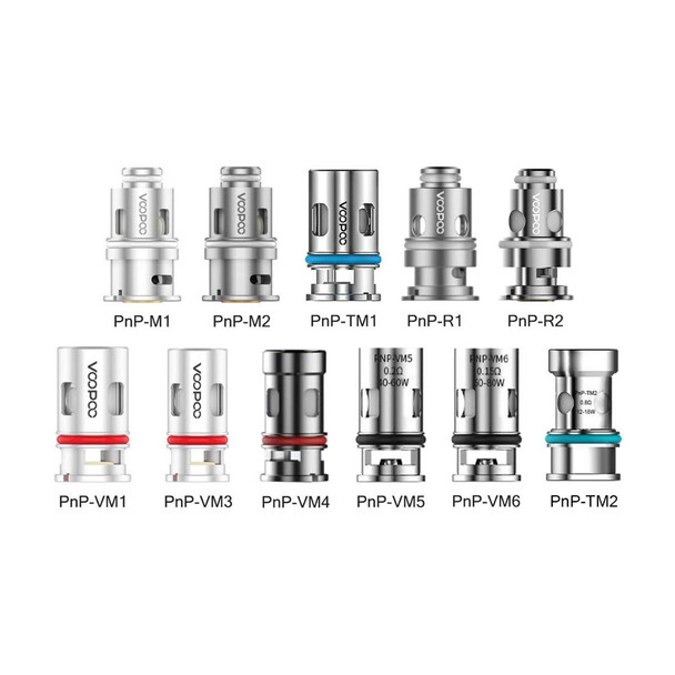 A high-quality image showcasing the packaging of the Voopoo PnP Replacement Coils, highlighting the sleek design and clear labeling of the product.