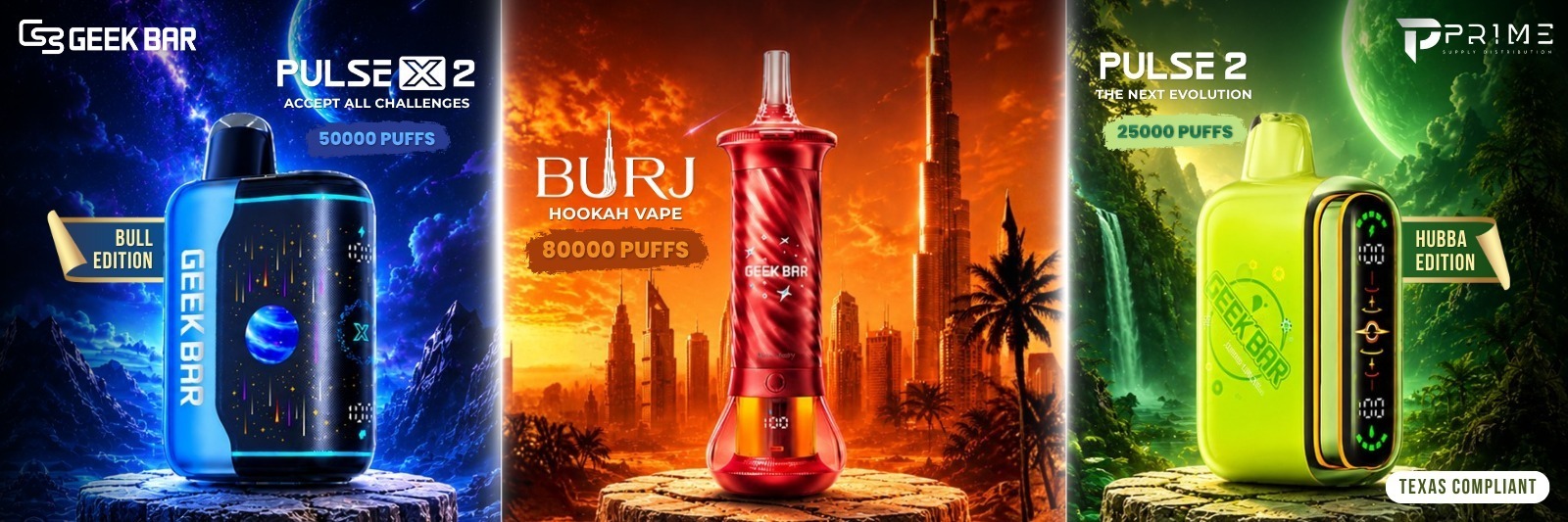 Geek Bar Pulse X 2, Burj 80K Puffs and Pulse 2, Exclusive Arrivals